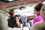 Driver and Passenger in Car, Near Hood River, Oregon, USA