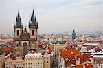 Vue sur cathédrale de Old Town Hall, Prague, la Bohême, République tchèque