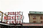 Public Market Center signe, Pike Place Market, Seattle, Washington, USA