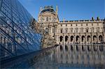 IM Pei Pyramid at the Louvre, 1st Arrondissement, Paris, Ile-de-France, France