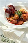 Crayfish with purple turnips