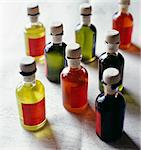 Selection of small bottles of oils