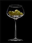 White grapes in a wine tasting glass