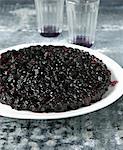 Up-side down black berries tart