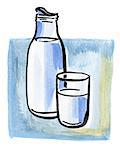 Flasche und Glas Milch