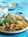 Penne and half-cooked tuna salad