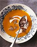 Pumpkin and chestnut soup with cream