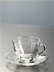 Glas Tasse und Untertasse