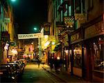Cork City, Co Cork, Ireland; Night Scene Of A Street During A Jazz Festival