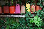 Empty Gas Containers on Shelf