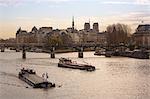 Boats on Seine River, Paris, France