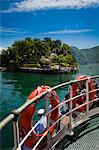 Isola Comacina aus Tour Boot, Comer See, Lombardei, Italien