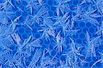 Close-up of Frost on Blue Background