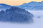 Vue d'ensemble des Alpes suisses en hiver, Canton de Berne, Suisse