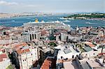 Vue sur le Bosphore depuis la tour de Galata, Galata, Istanbul, Turquie