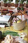 Woman Shopping at Market, St Tropez, Var, Provence, Provence-Alpes-Cote d'Azur, France