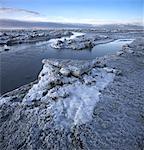 Stranded ice floes at low tide on the Turnagain Arm, Southcentral Alaska, Winter