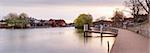 Walkway and Small Jetty by River Thames at Dawn, Windsor, England