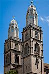 Tours jumelles de l'église Grossmünster, Zurich, Suisse