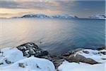 Coast in Winter, Sorfjorden, Vasstrand, Tromso, Troms, Norway