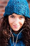 young woman hearing music portrait