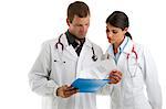 Two doctors looking at medical chart