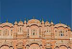 La façade rose ornée du Hawa Mahal (Palais des vents), Jaipur, Rajasthan, Inde, Asie