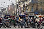 A mass of rickshaws on Chandni Chowk, the main avenue in Old Delhi, India, Asia