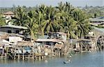 Fishermen's stilt houses in wetlands at south end of Lingayen Gulf, near Dagupan, northwest Luzon, Philippines, Southeast Asia, Asia