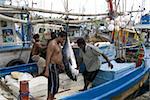 Fishing harbour, built with US Aid after the 2004 Asian tsunami, Purunawella, east of Galle, south coast of Sri Lanka, Asia