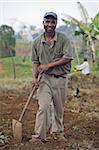 Farmer preparing his field, Kenscoff Mountains above Port au Prince, Haiti, West Indies, Caribbean, Central America