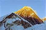 Coucher de soleil sur le mont Everest, 8850m, région de l'Everest Solu Khumbu, Parc National de Sagarmatha, Himalaya, Népal, Asie