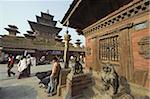 Temple and statues in Durbar Square, Kathmandu, Nepal, Asia