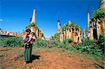 Ancient stupas at the Indein archaeological site, Inle Lake, Shan State, Myanmar (Burma), Asia