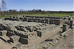 L'étage du hangar à grains montrant l'hypocauste sous le plancher chauffant, en le Roman Town à Corbridge, zone du mur d'Hadrien, UNESCO World Heritage Site, Northumbria, Angleterre, Royaume-Uni, Europe