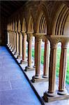 Finely carved capitals in the Cloisters, Iona abbey, Isle of Iona, Scotland, United Kingdom, Europe