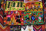 Handmade fabrics for sale in the market, Panajachel, Lake Atitlan, Guatemala, Central America