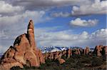 Formations de roches de grès dans la région de Windows du Parc National des Arches, près de Moab, Utah, Staes Unis d'Amérique, Amérique du Nord