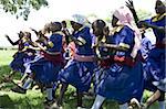 Schoolgirls performing Kikuyu celebratory dance, Ndogo Primary school, Gilgil district, Rift Valley, Kenya, East Africa, Africa