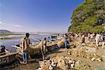 Pêcheurs au lac Awassa, vallée du Rift, en Ethiopie, Afrique