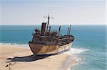 Stranded vessel at a beach of Cap Blanc, Nouadhibou, Mauritania, Africa