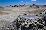 Mud volcanoes near Qobustan, Azerbaijan, Central Asia, Asia