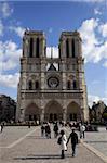 Façade ouest, Notre Dame, patrimoine mondial de l'UNESCO, Paris, France, Europe