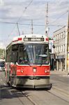 Typical Toronto red rocket, a street car or trolley bus, Toronto, Ontario, Canada, North America