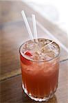 Classic rum punch sprinkled with nutmeg, Grenada, West Indies, Central America