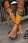 Typical bead leggings that are worn by Kuna woman in the San Blas Islands, Panama, Central America