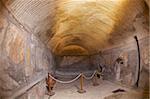 Roman central baths strigilate barrel vault, Herculaneum, UNESCO World Heritage Site, Campania, Italy, Europe