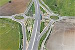 Aerial View of Highway with Traffic Roundabout, Cadiz Province, Andalusia, Spain