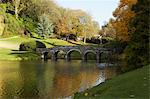 Brücke über den Teich, Stourhead, Wiltshire, England