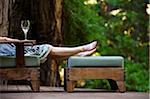 Woman Relaxing on Deck, Santa Cruz County, California, USA